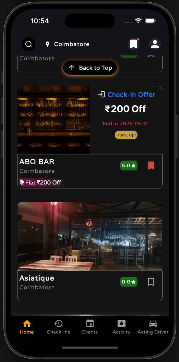ABO App Activity Screen